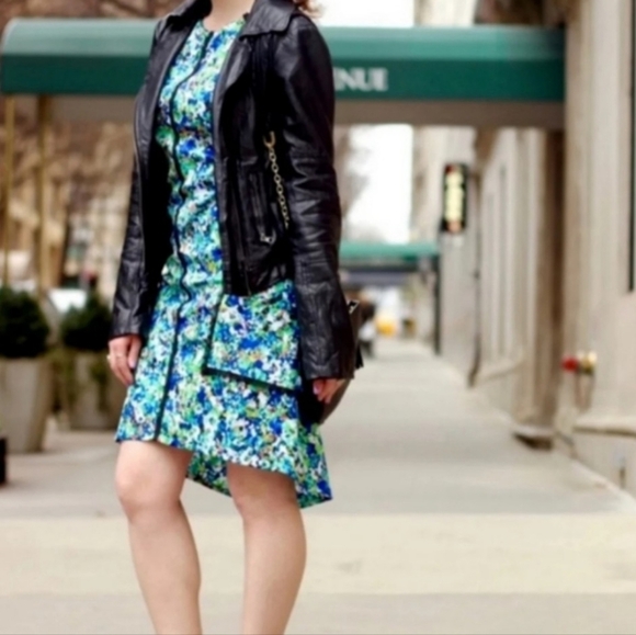 Ann Taylor High to Low A Line Dress Watercolor Casual Office Preppy Designer - Picture 2 of 15